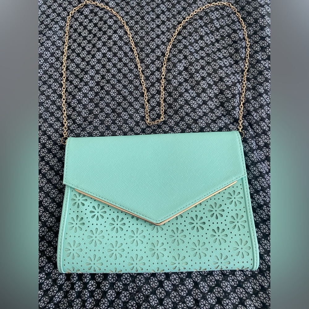 Urban Expressions Mint Green Floral Cutout Crossbody Bag
